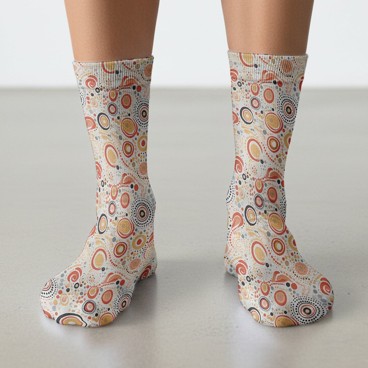 Abstract Earth Tone Dot Circle Nurse Socks