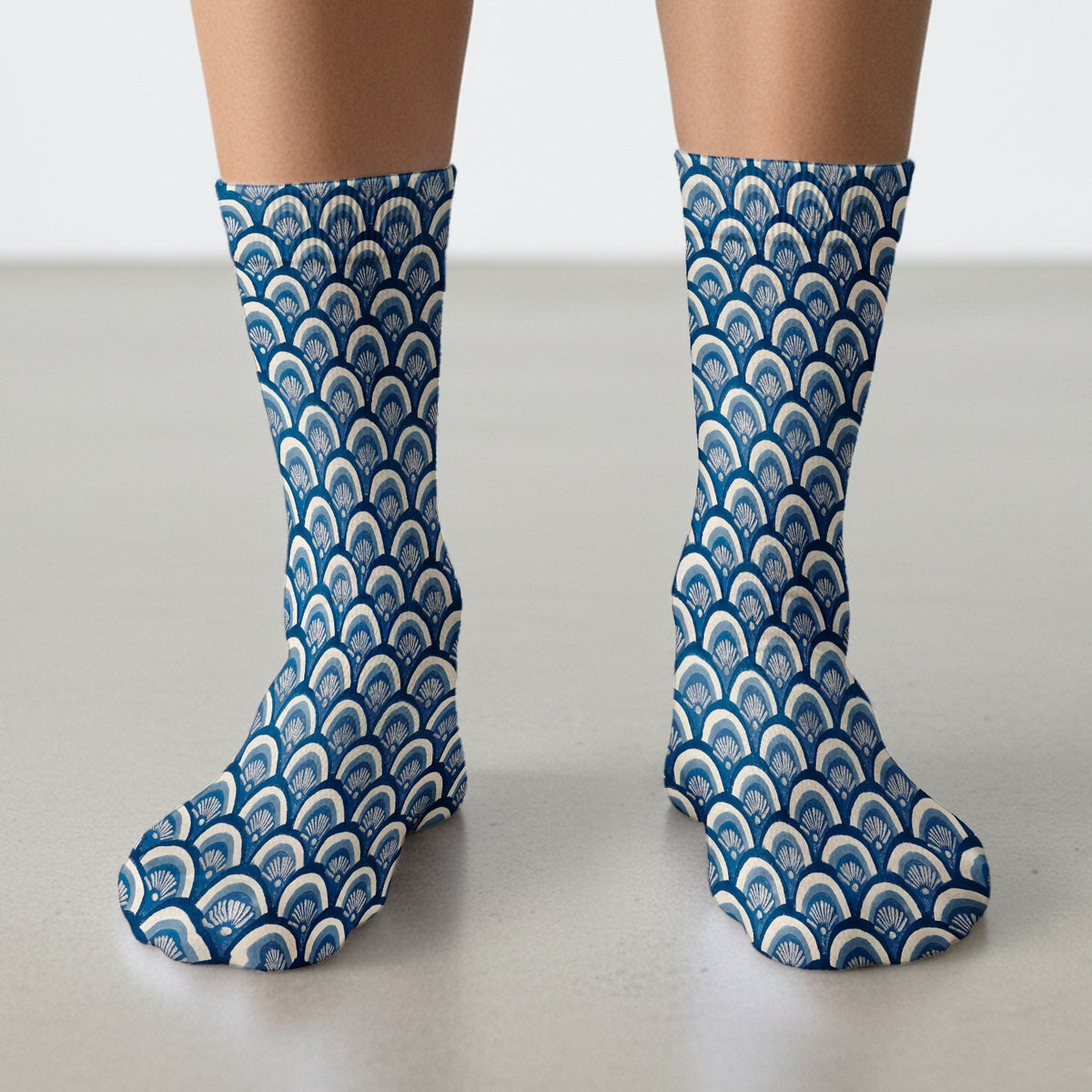 Blue Seashell Nurse Socks