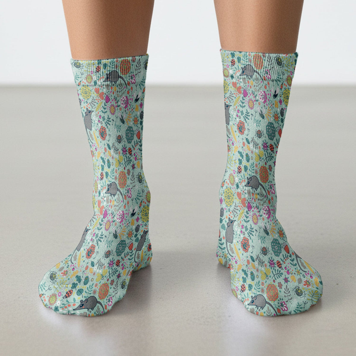 Woodland Mouse Floral Nurse Socks