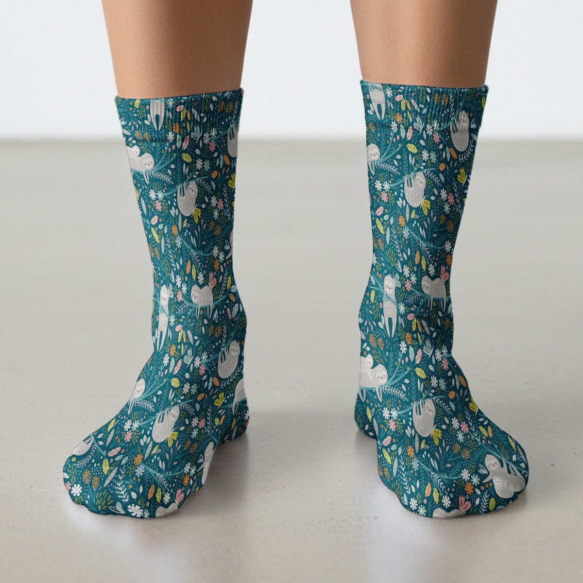Sloth Jungle Leaf Nurse Socks