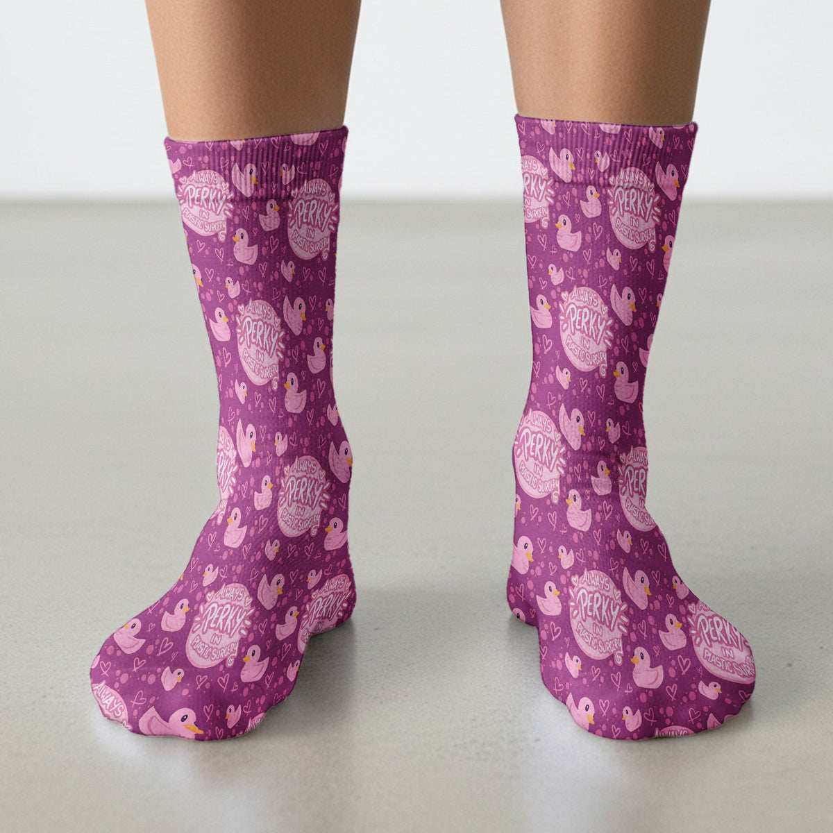 Always Perky Plastic Surgery Duck Nurse Socks