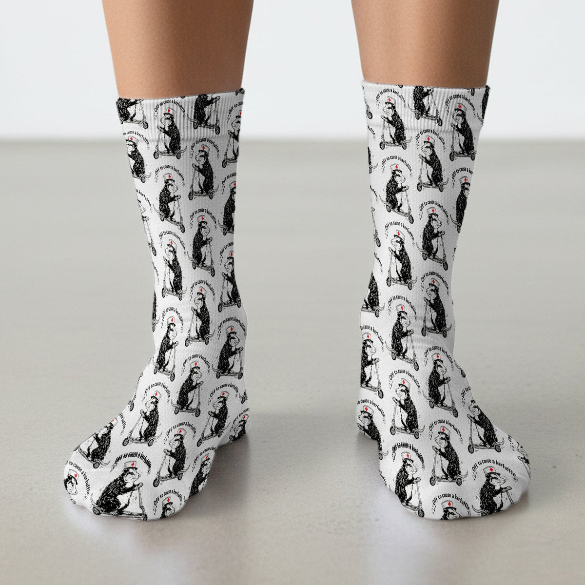 Opossum Riding Scooter Nurse Socks