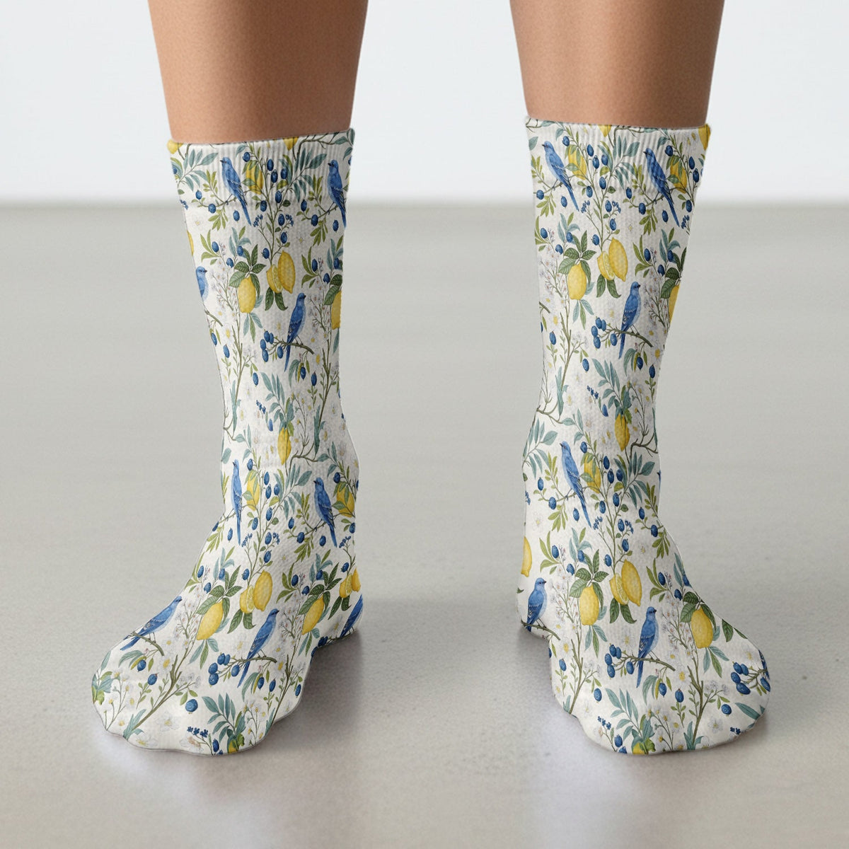 Cute Bluebird Lemon Berry Nurse Socks