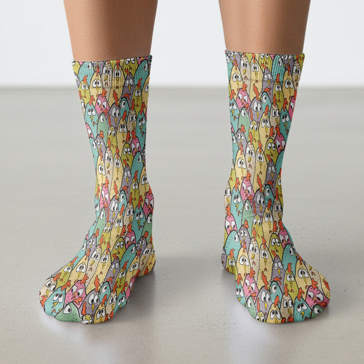 Cartoon Chicken Crowd Nurse Socks