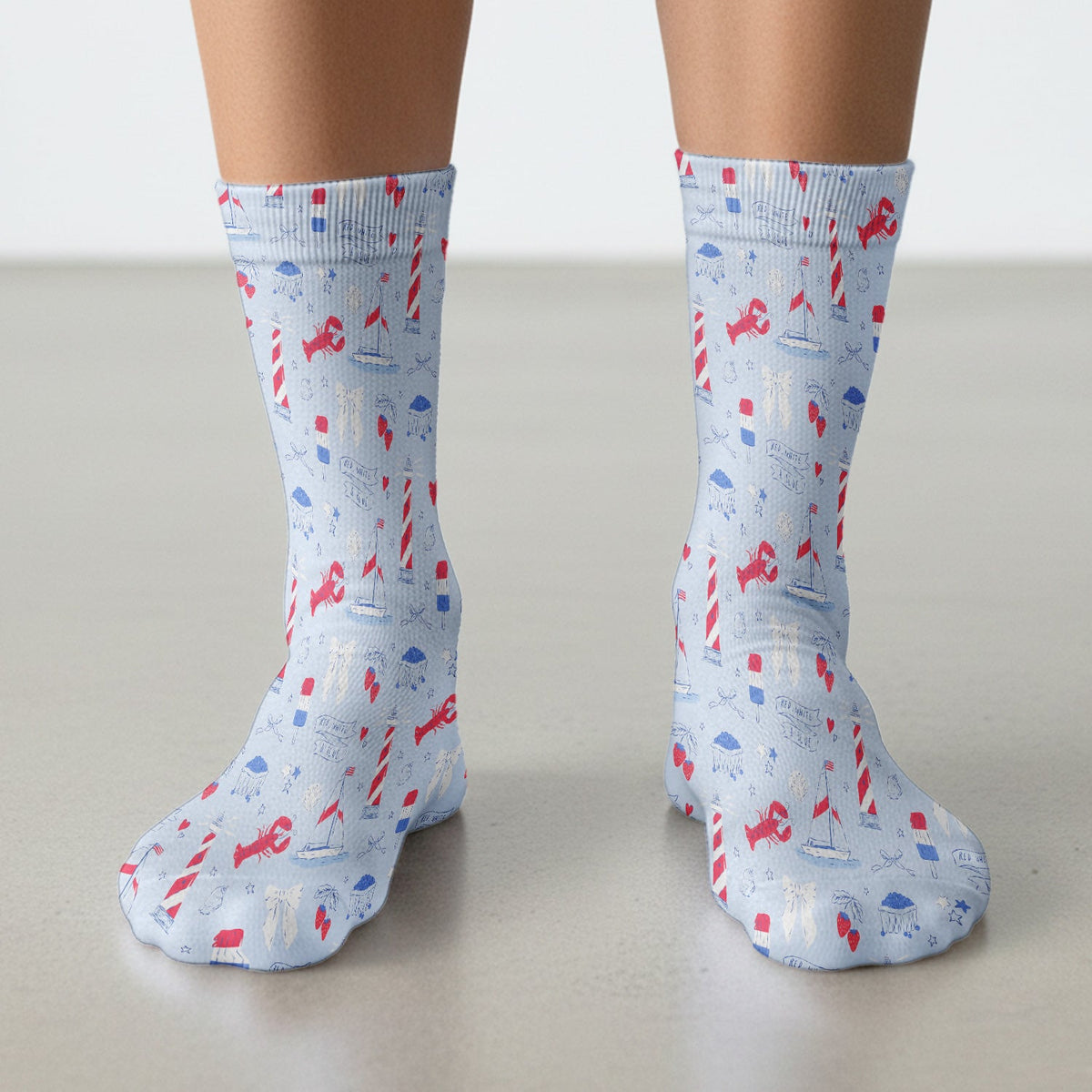 Lobster Lighthouse Sailboat Nurse Socks