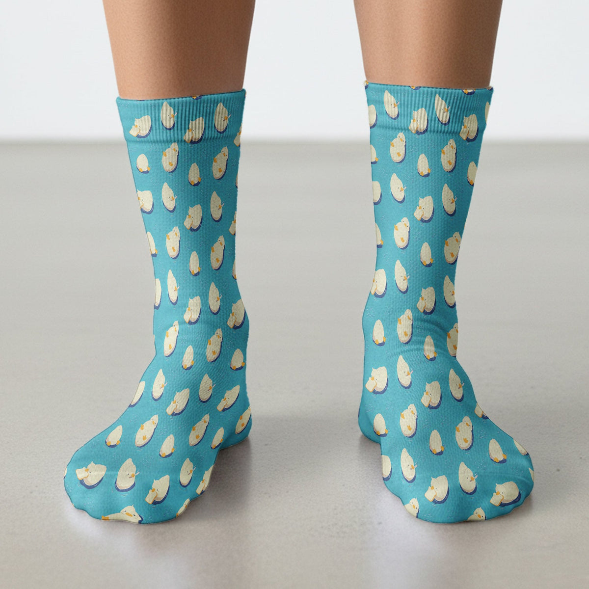 Cute Blue Duck Pond Nurse Socks