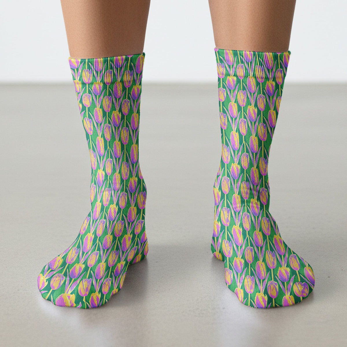Colorful Tulip Floral Nurse Socks