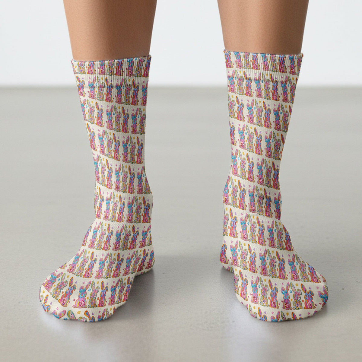 Pastel Bunny Floral Nurse Socks