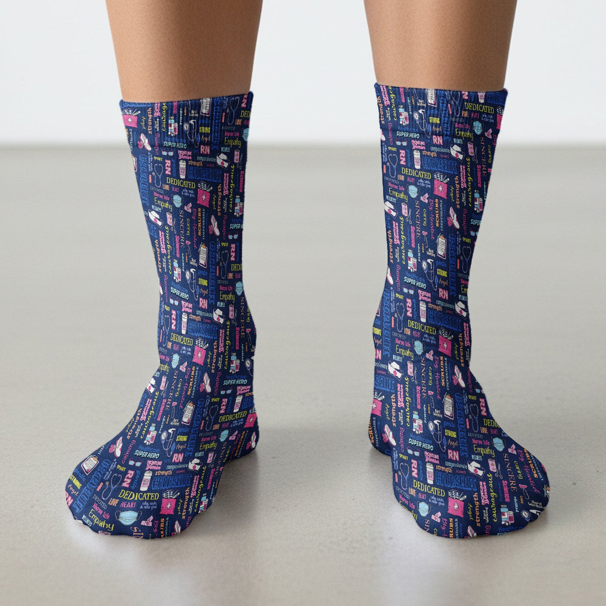 Colorful Nurse Life Typography Socks