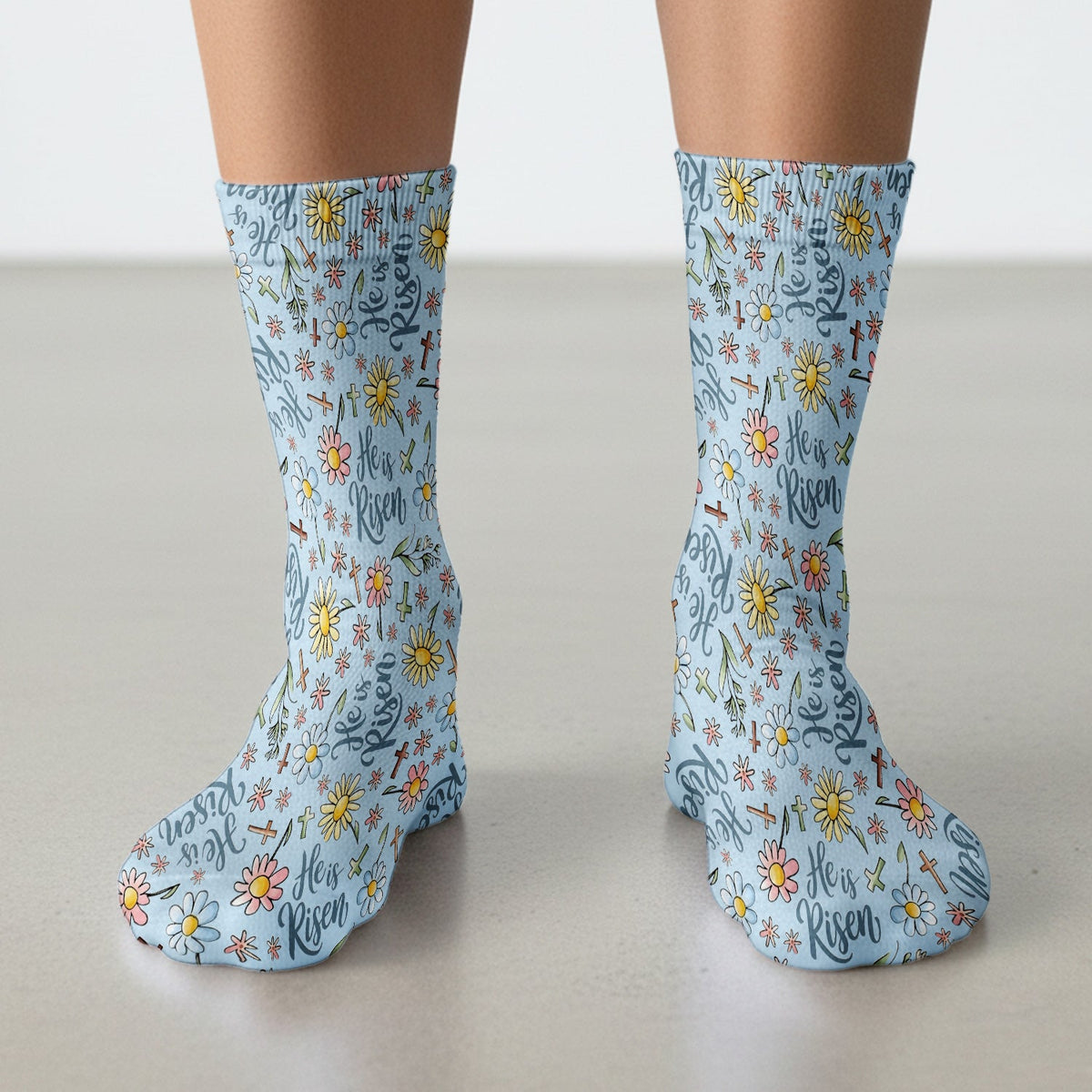 Risen Cross Flower Nurse Socks - Easter Gift