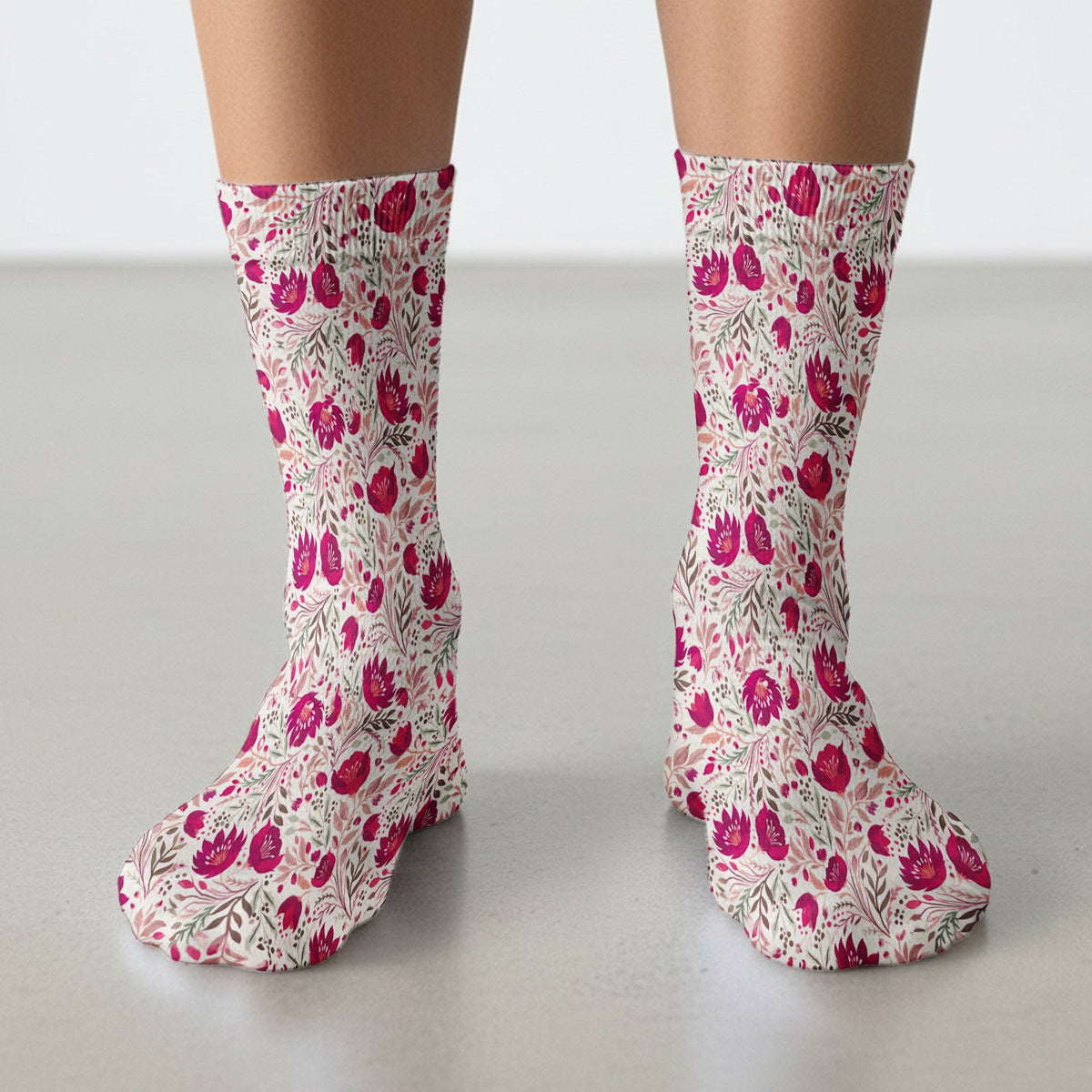 Elegant Floral Botanical Nurse Socks