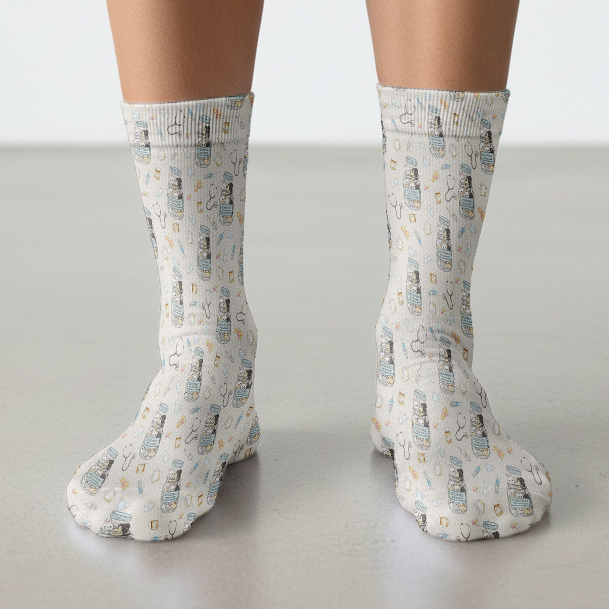 Whimsical Antidepressant Rabbit Jar Nurse Socks