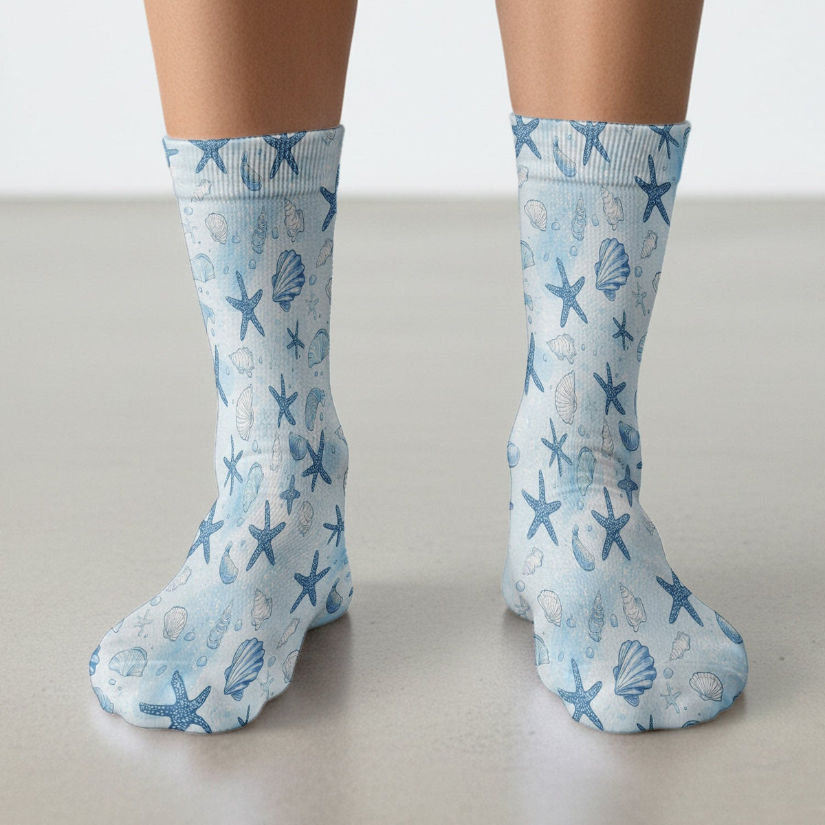 Blue Sea Shells Starfish Nurse Socks