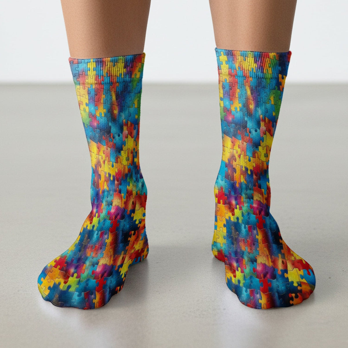 Rainbow Puzzle Piece Nurse Socks