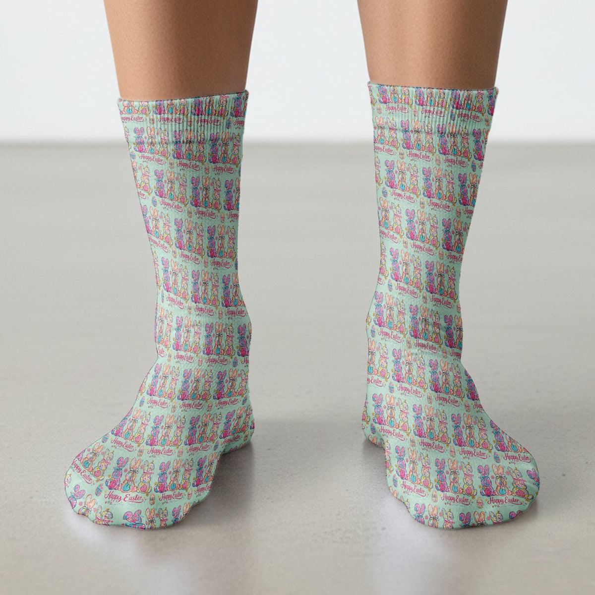 Pink Happy Easter Bunny Nurse Socks