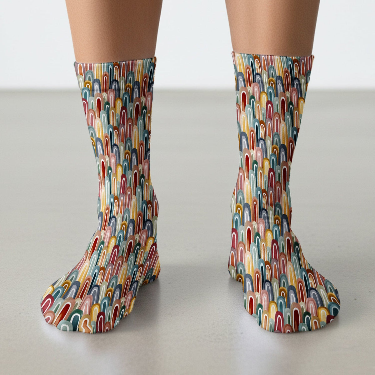 Retro Boho Rainbow Arch Nurse Socks
