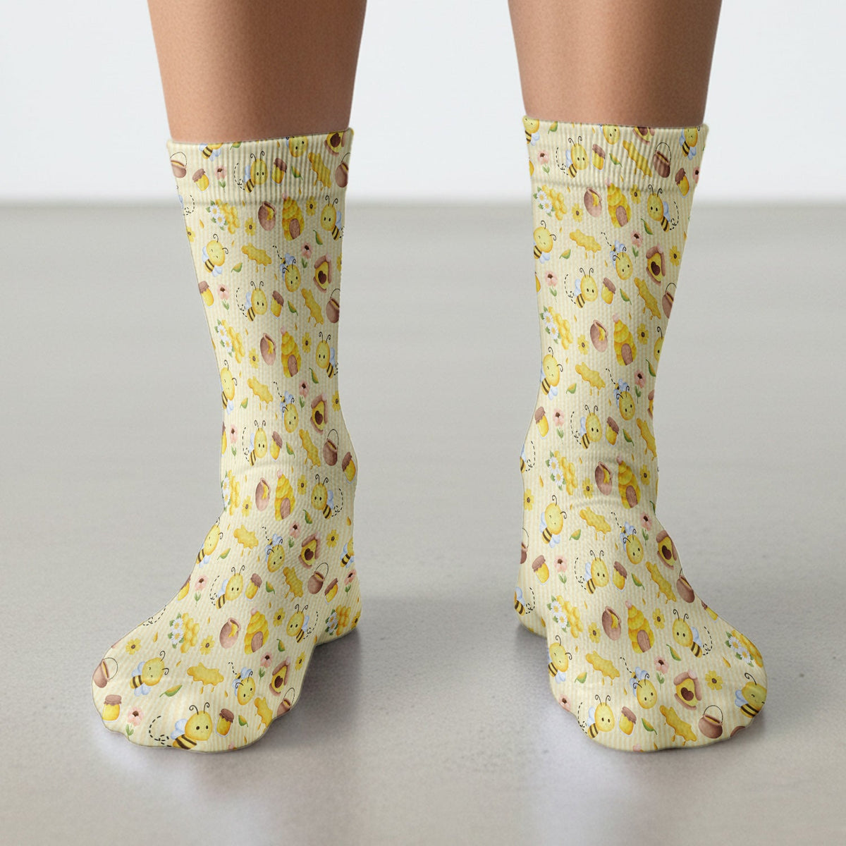 Cute Bee Honey Flower Stripe Nurse Socks