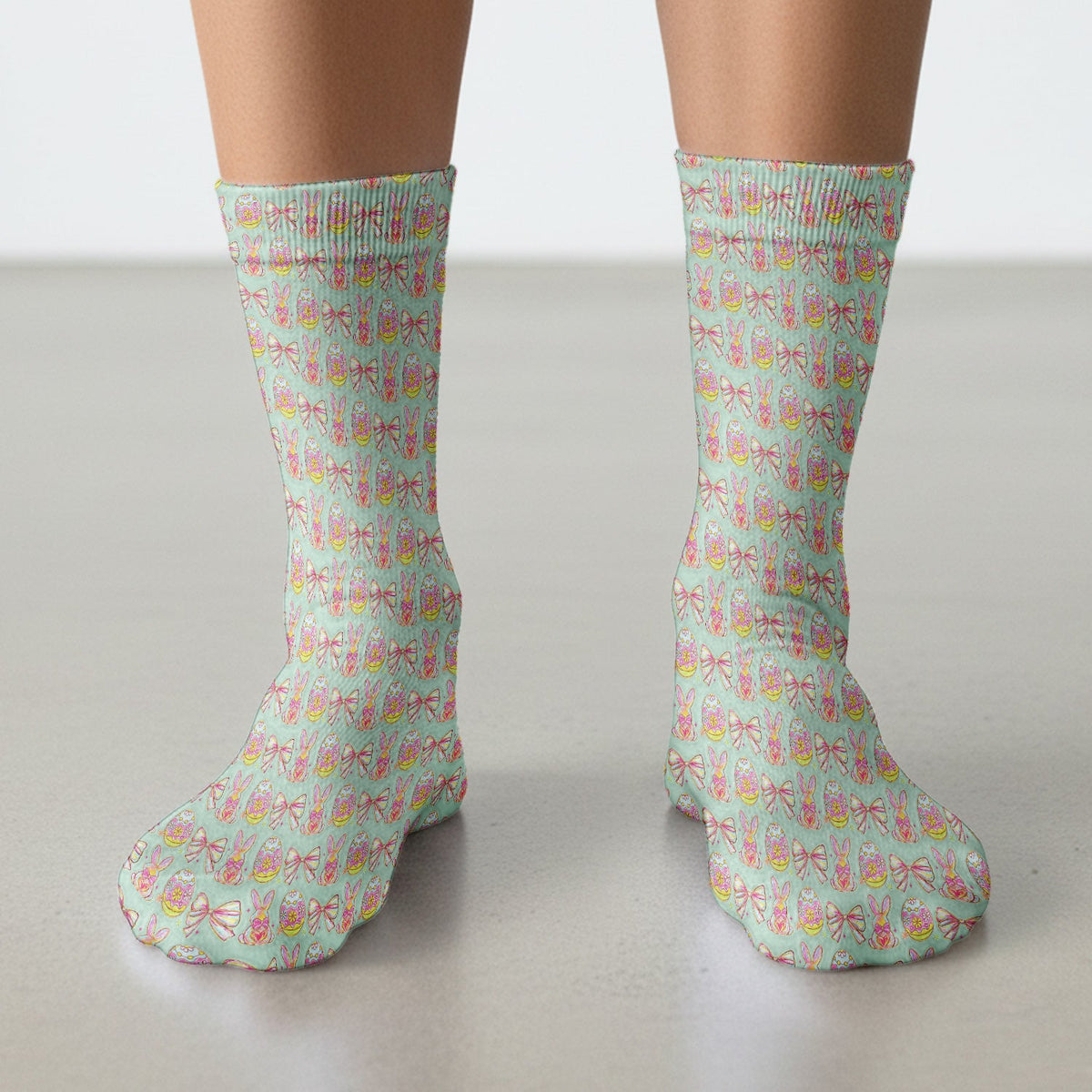 Bunny Pastel Egg Bow Nurse Socks - Easter Gift