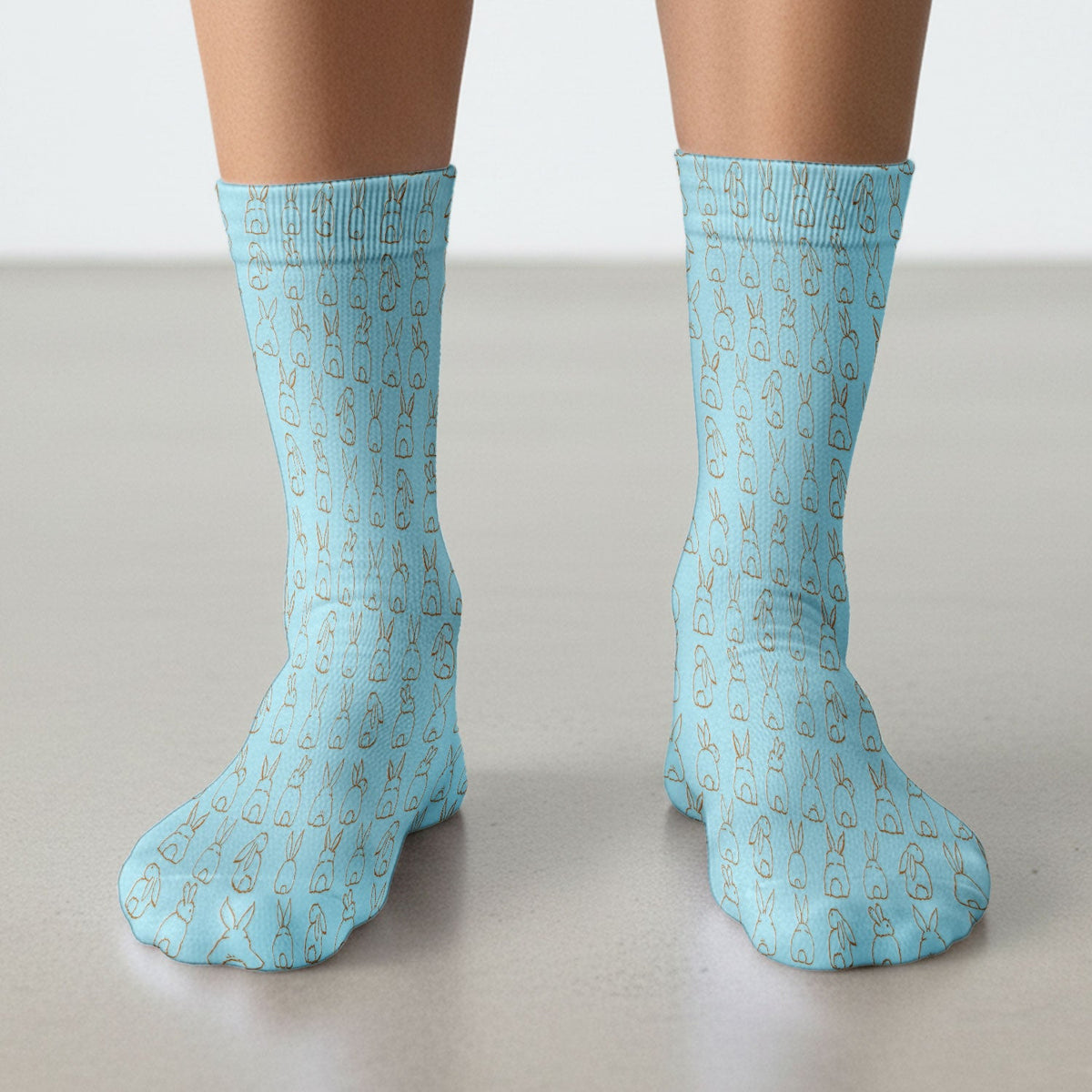 Cartoon Bunny Line Art Nurse Socks
