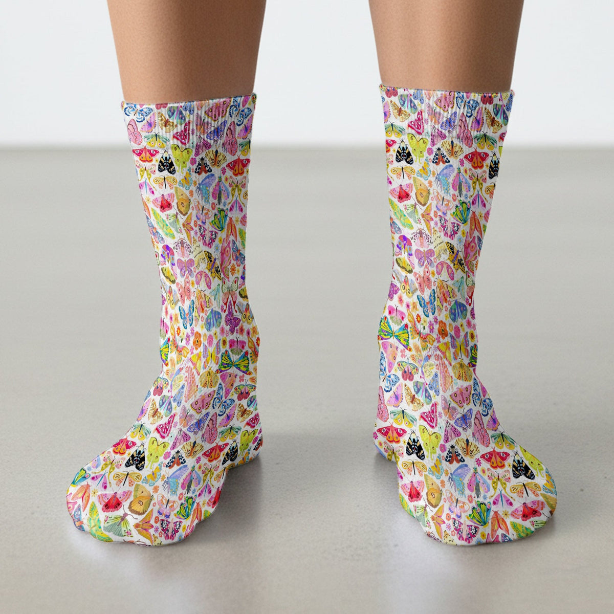 Cute Bright Butterfly Moth Floral Nurse Socks