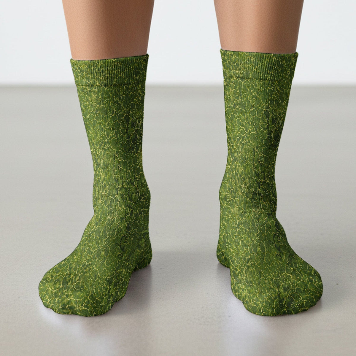 Green Floral Blossom Nurse Socks
