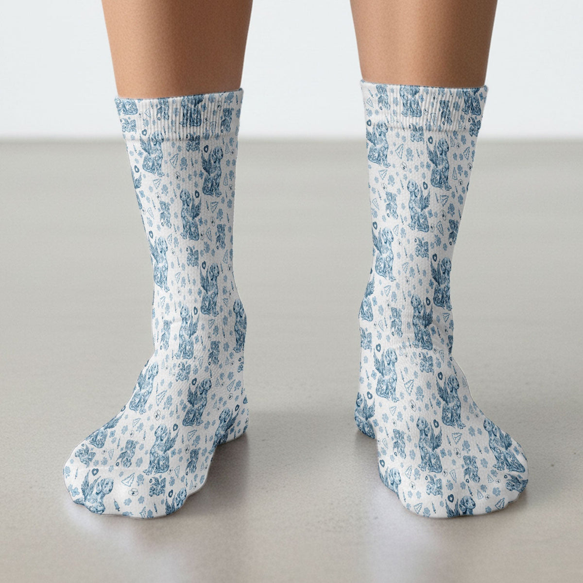 Toile De Jouy Dachshund Angel Nurse Socks