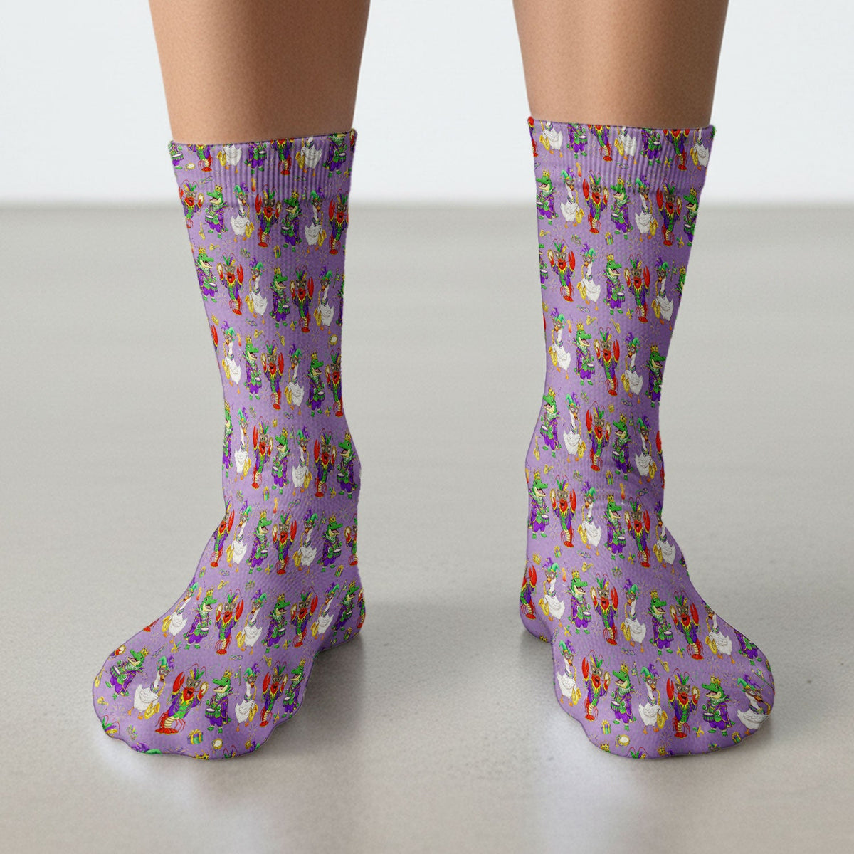 Crawfish Duck Mardi Gras Nurse Socks
