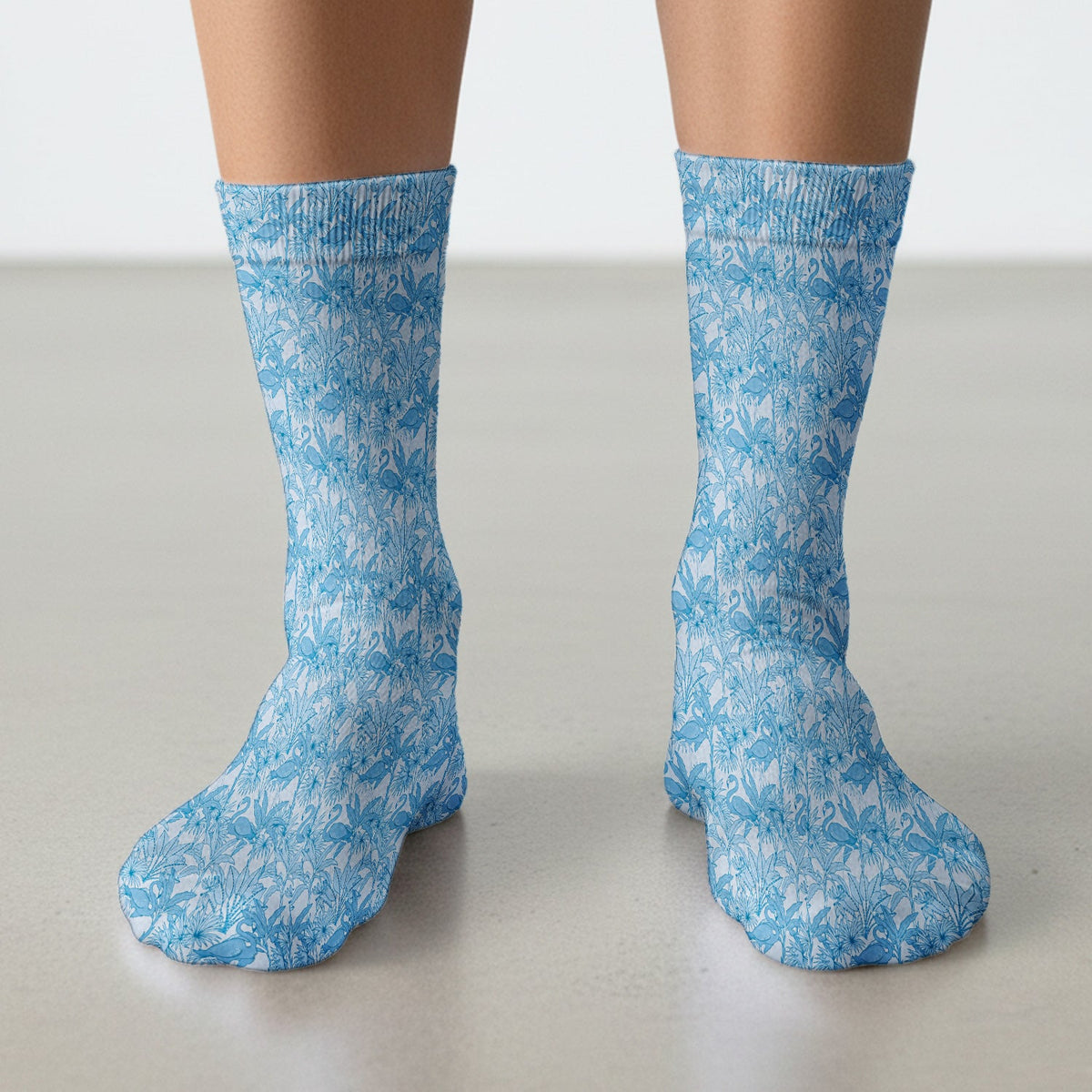 Tropical Flamingo Palm Leaves Nurse Socks