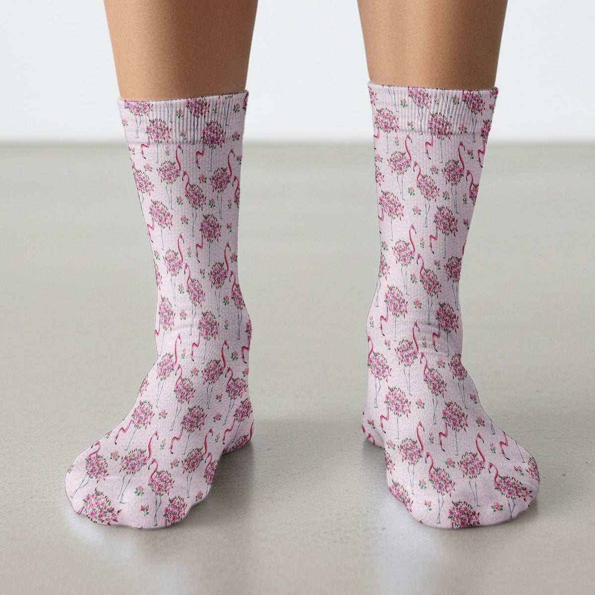 Pink Flamingo Floral Nurse Socks