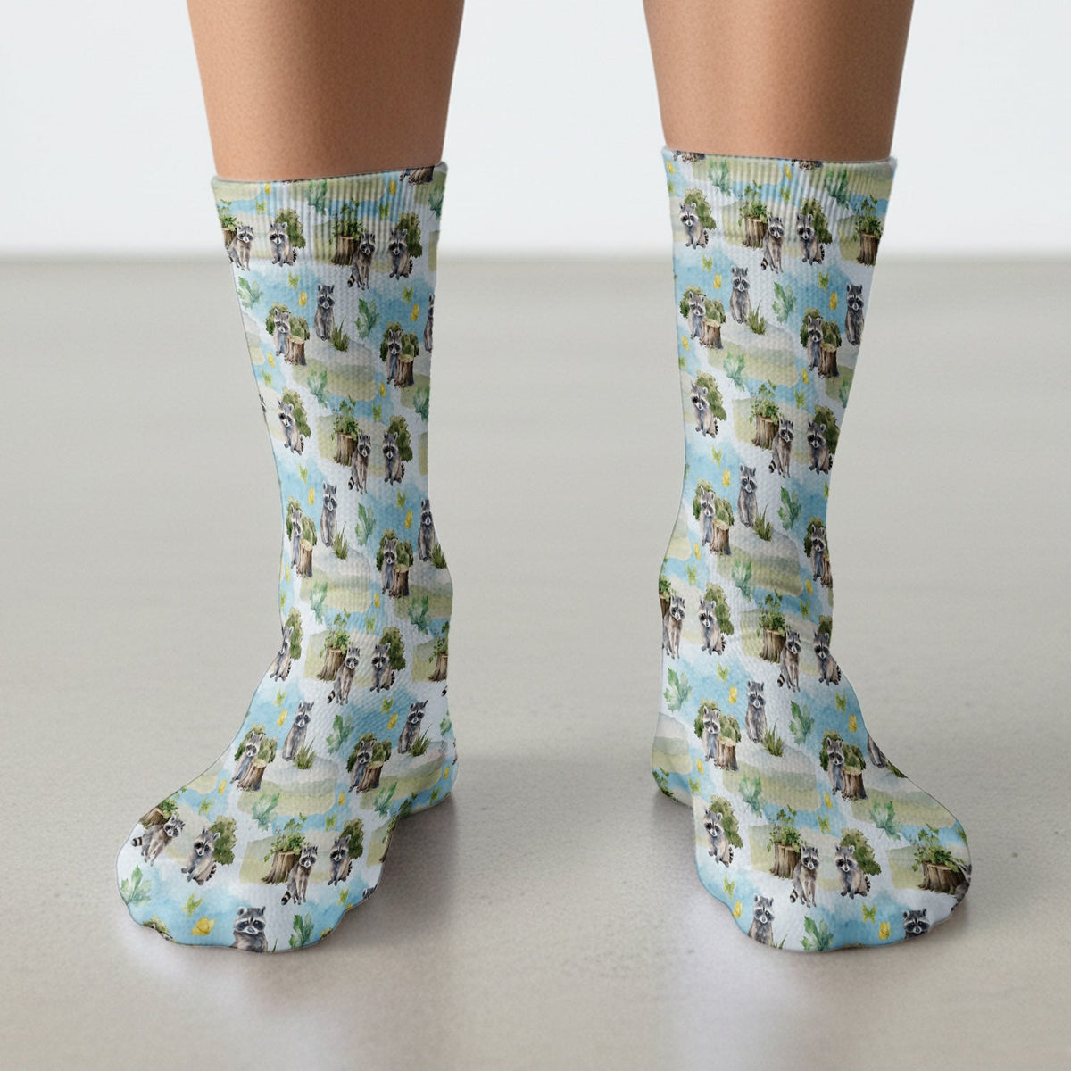 Raccoon Woodland Print Nurse Socks