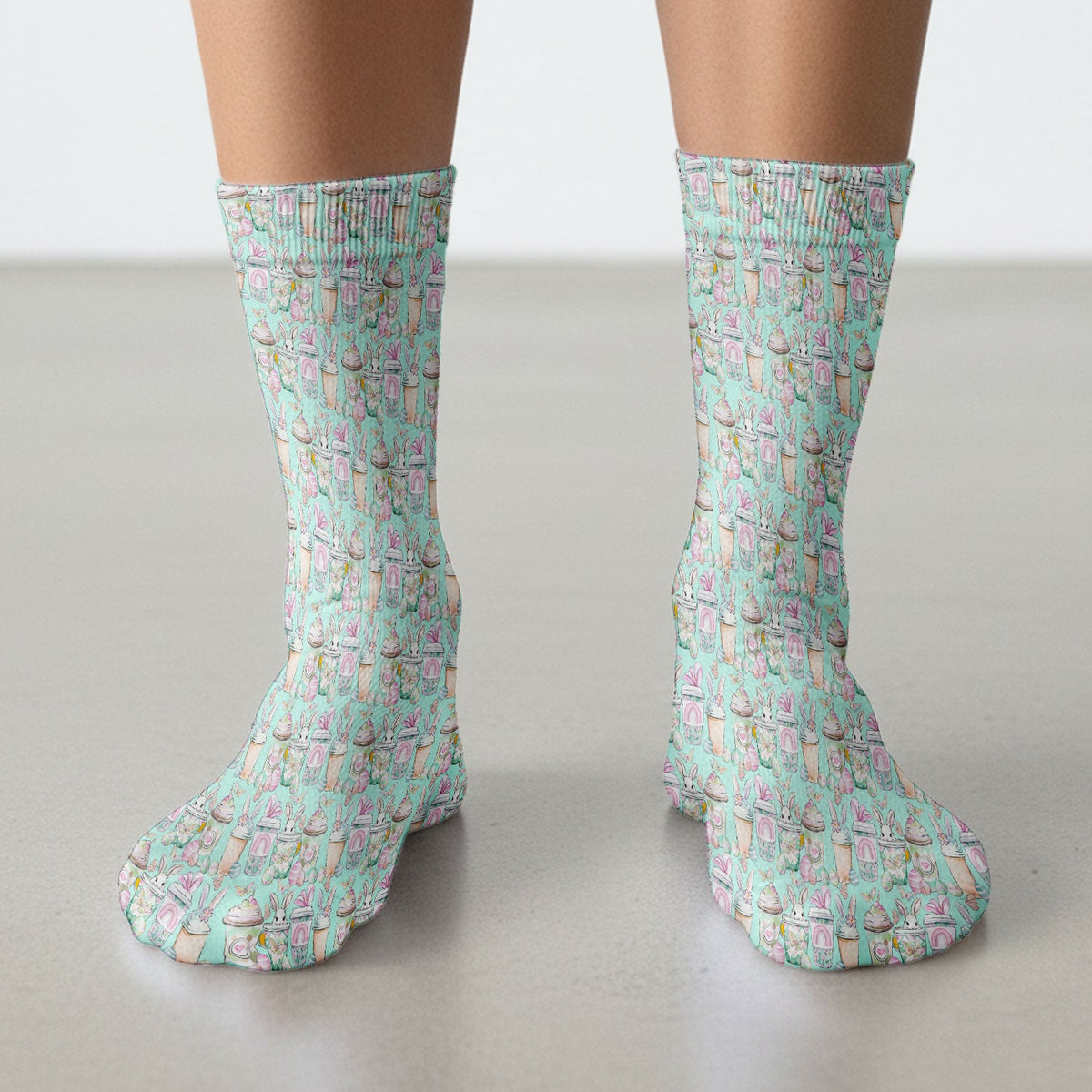 Bunny Coffee Cup Nurse Socks - Easter Gift