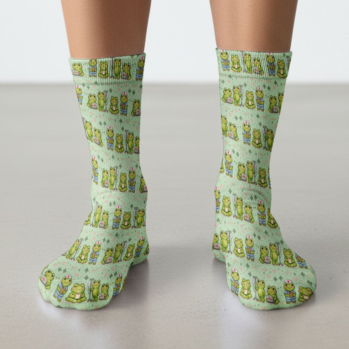 Adorable Frog Various Poses Nurse Socks