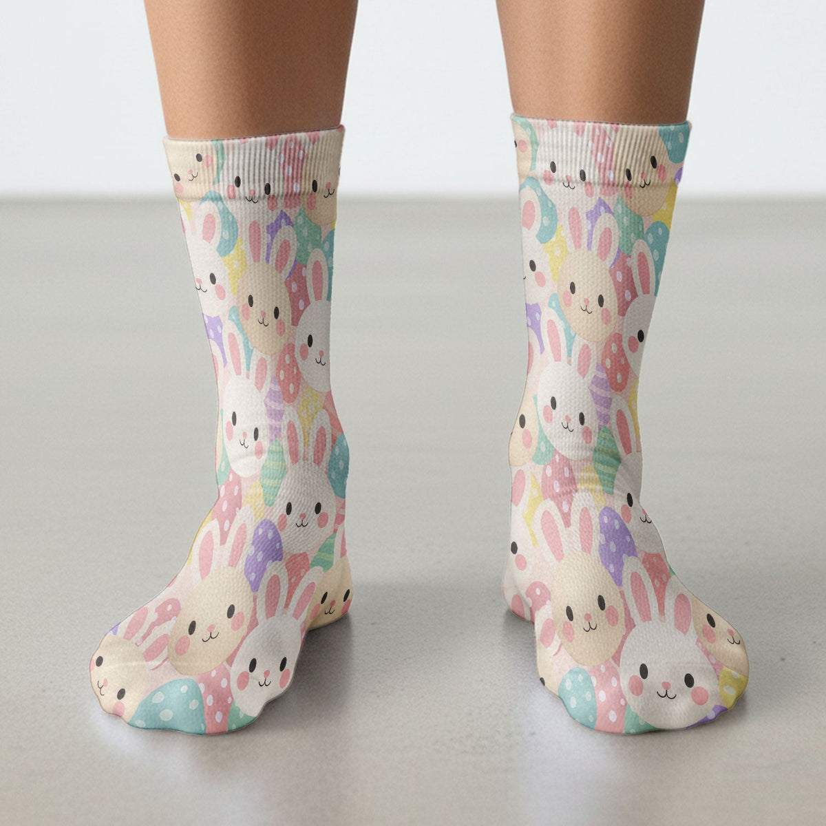 Pastel Bunny Easter Eggs Nurse Socks