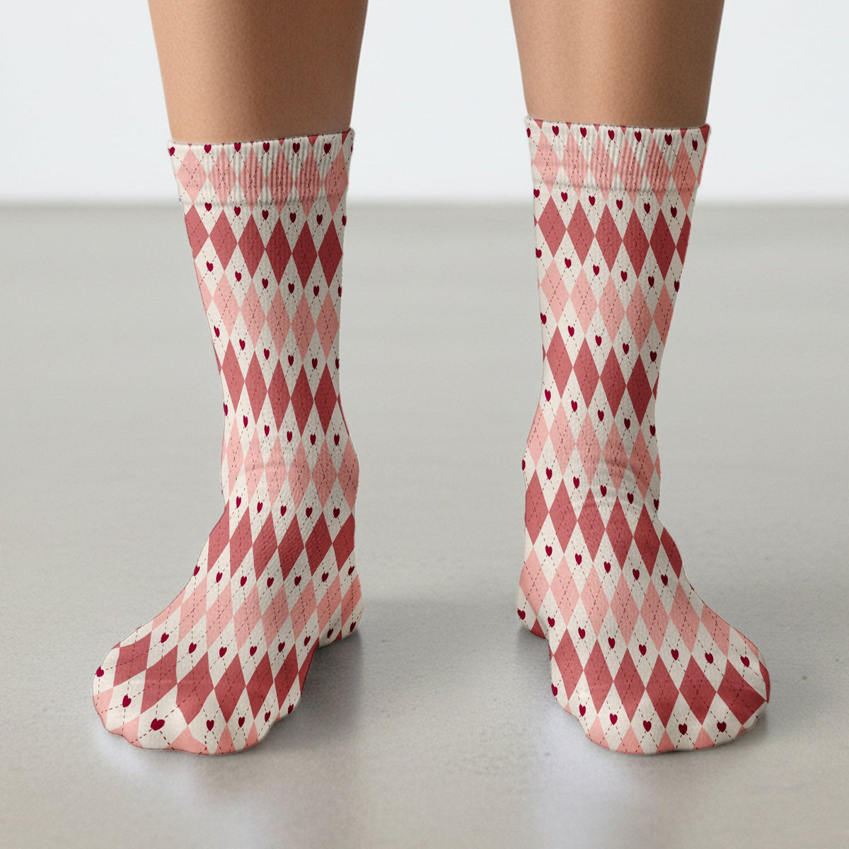 Red Argyle Plaid Nurse Socks