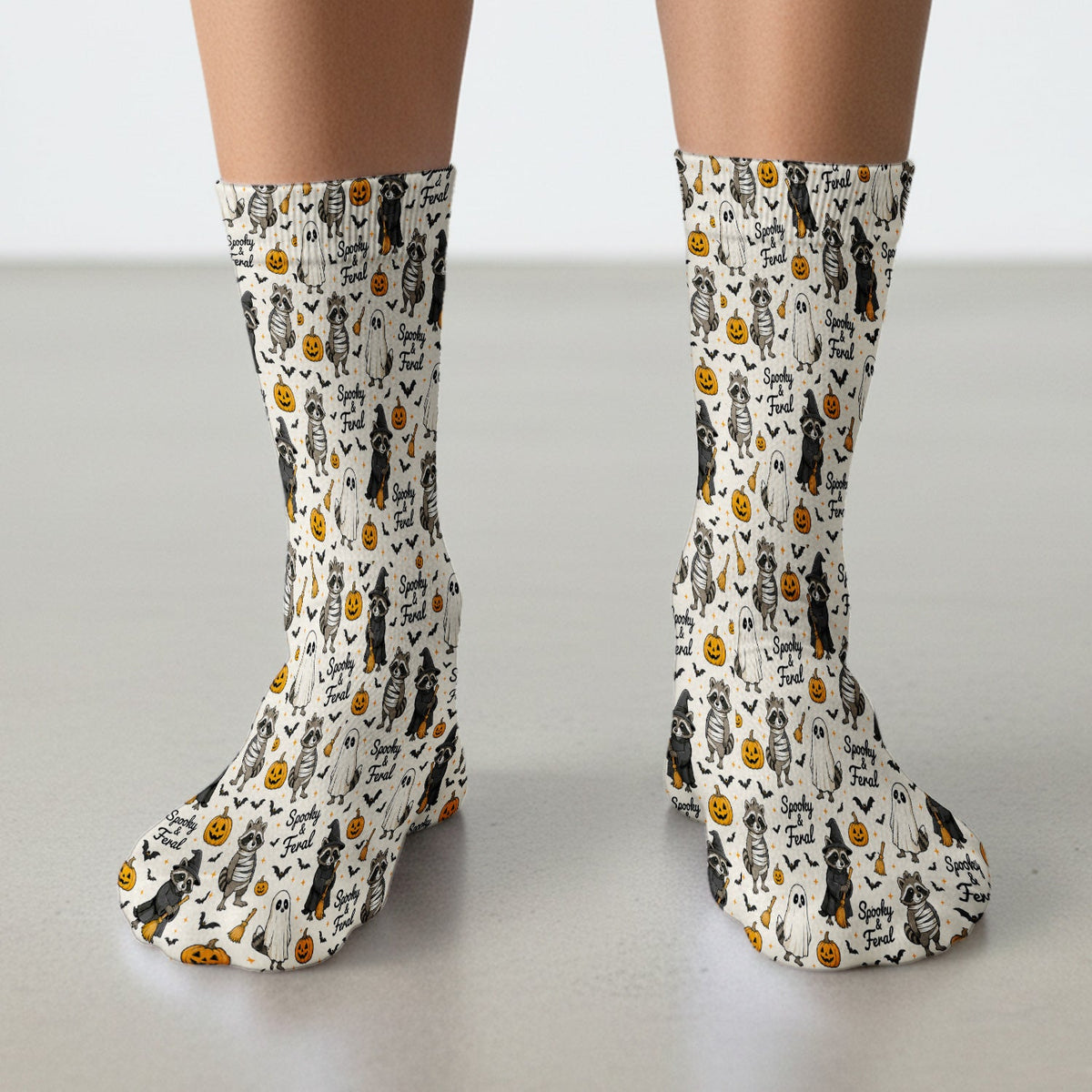 Spooky Feral Halloween Raccoon Nurse Socks