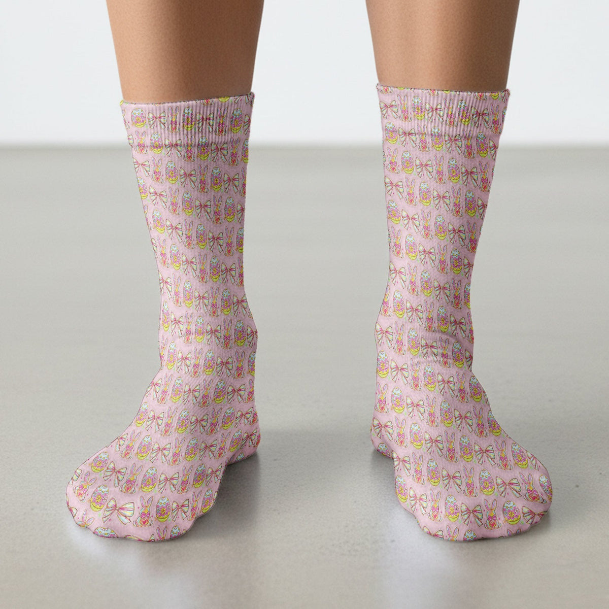 Bunny Pastel Egg Bow Nurse Socks - Easter Gift