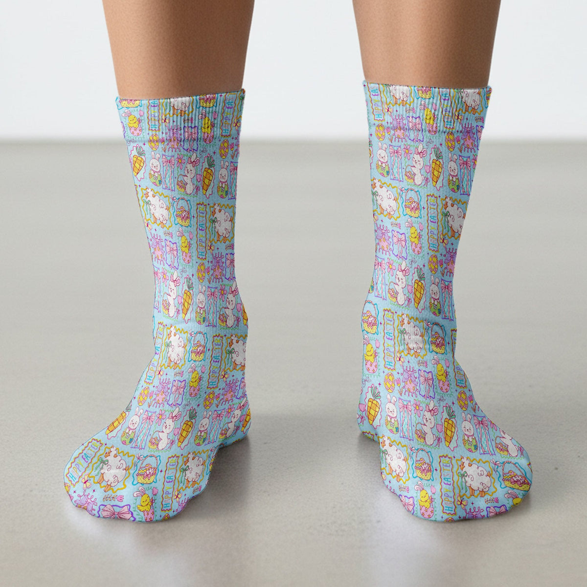 Bunny Egg Bow Nurse Socks - Easter Gift