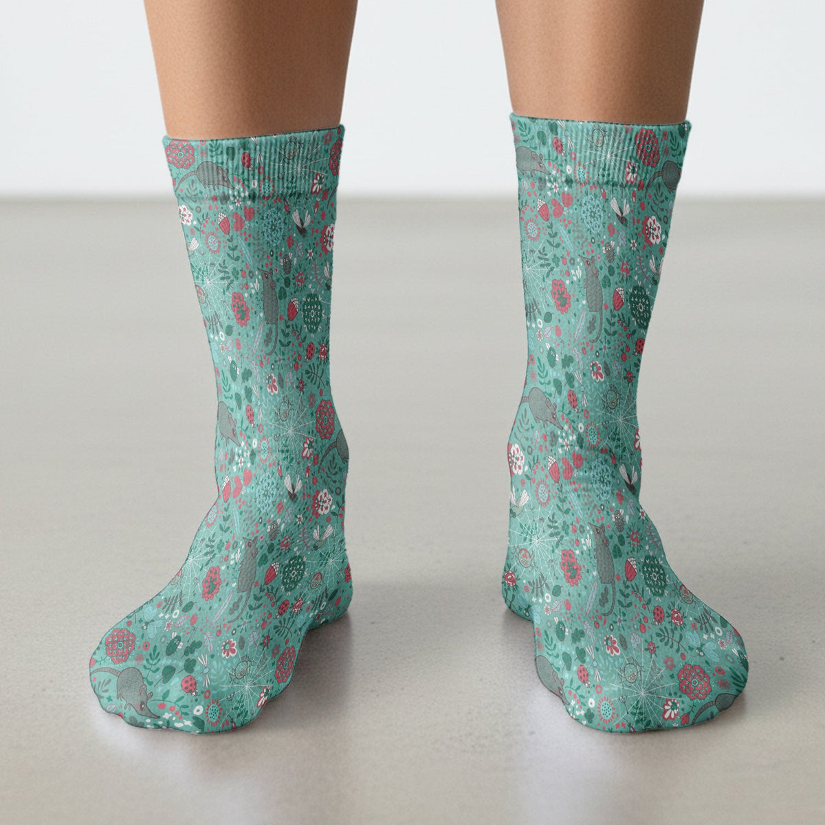 Woodland Mouse Floral Nurse Socks