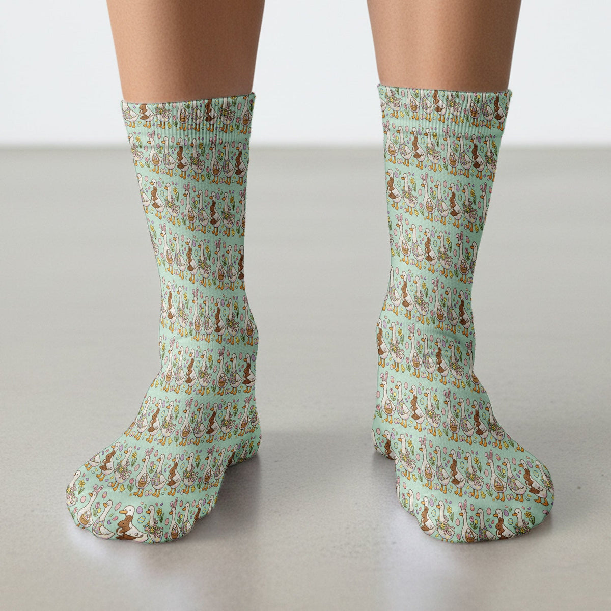 Duck Bunny Egg Floral Nurse Socks - Easter Gift