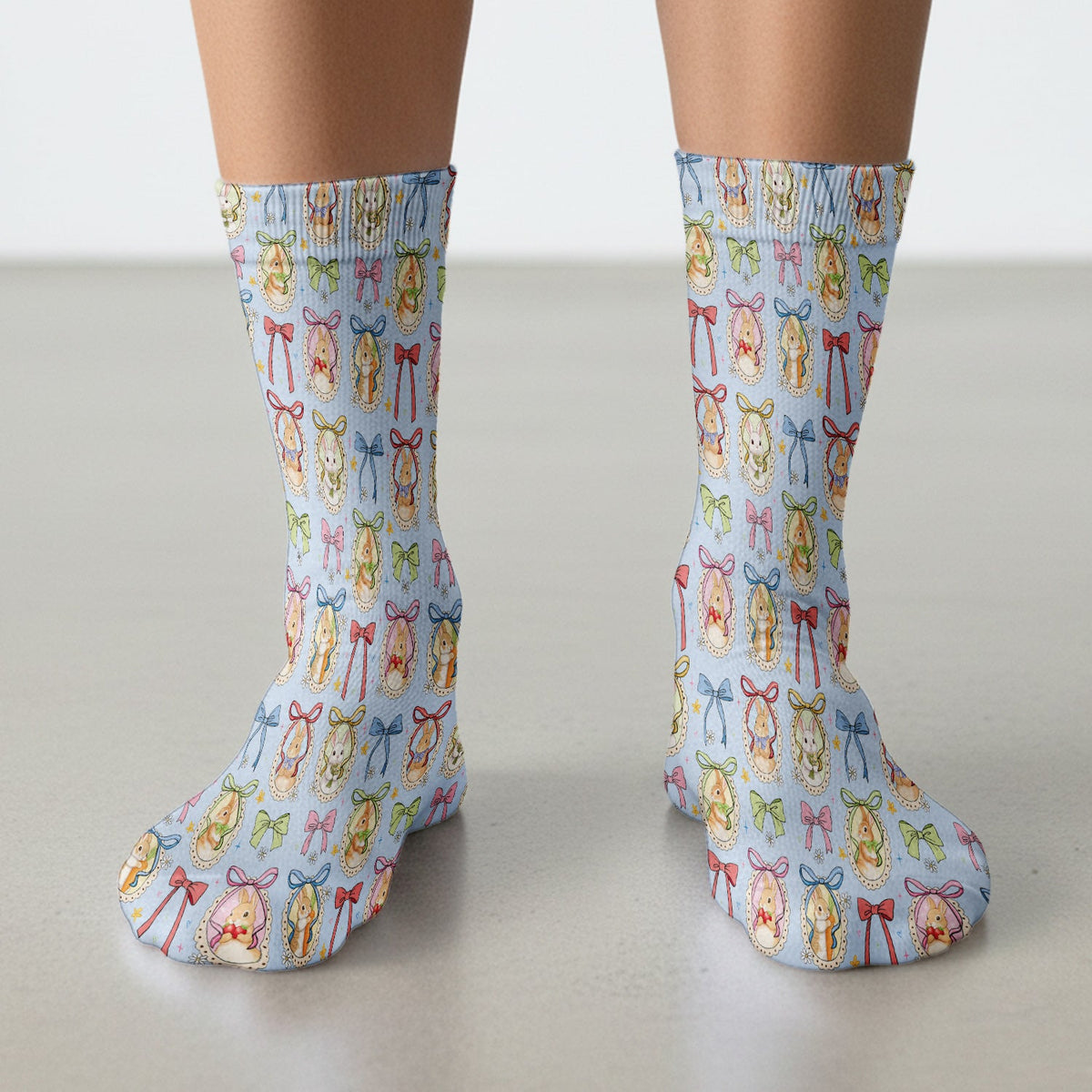 Bunny Cameo Bow Nurse Socks - Easter Gift