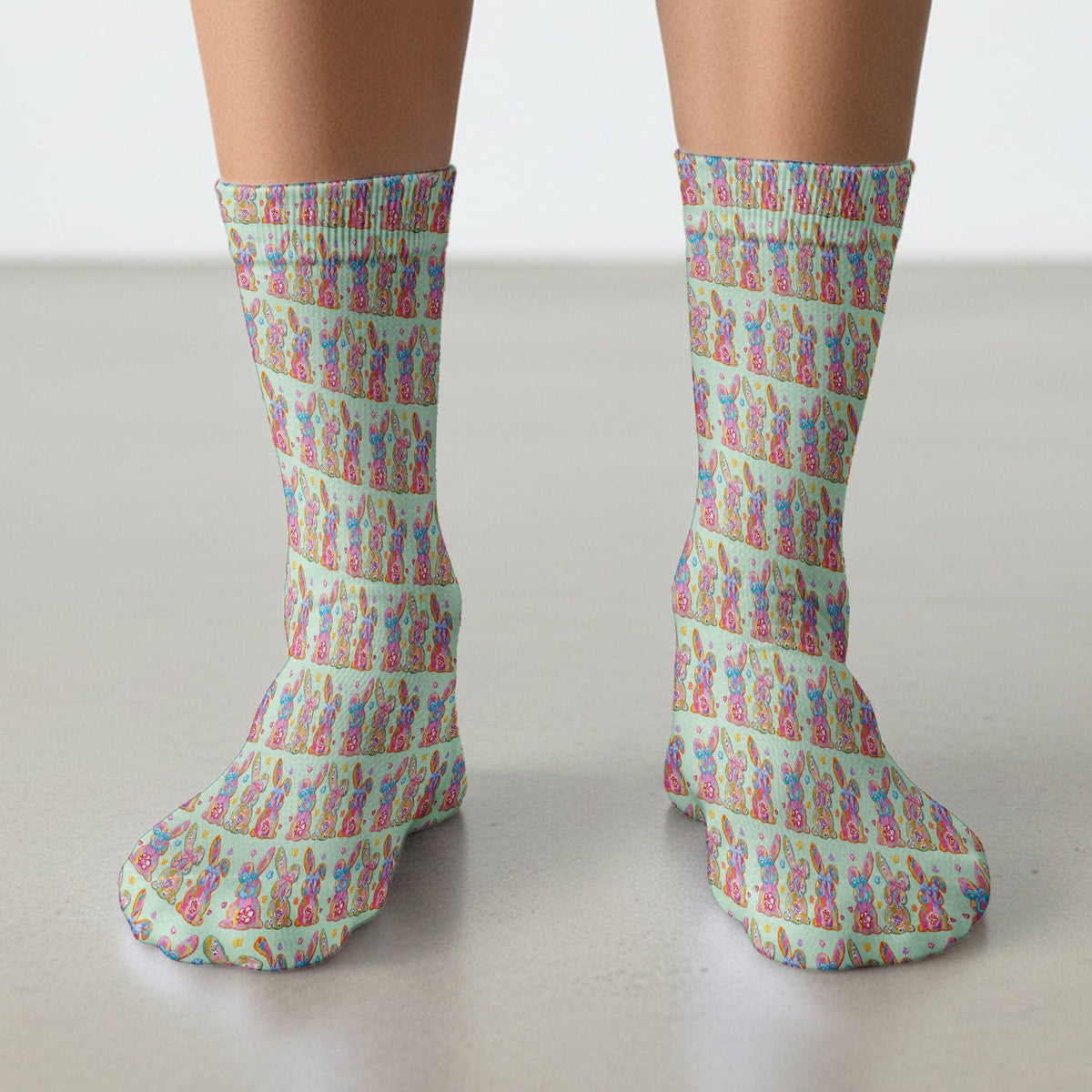 Pastel Bunny Floral Nurse Socks
