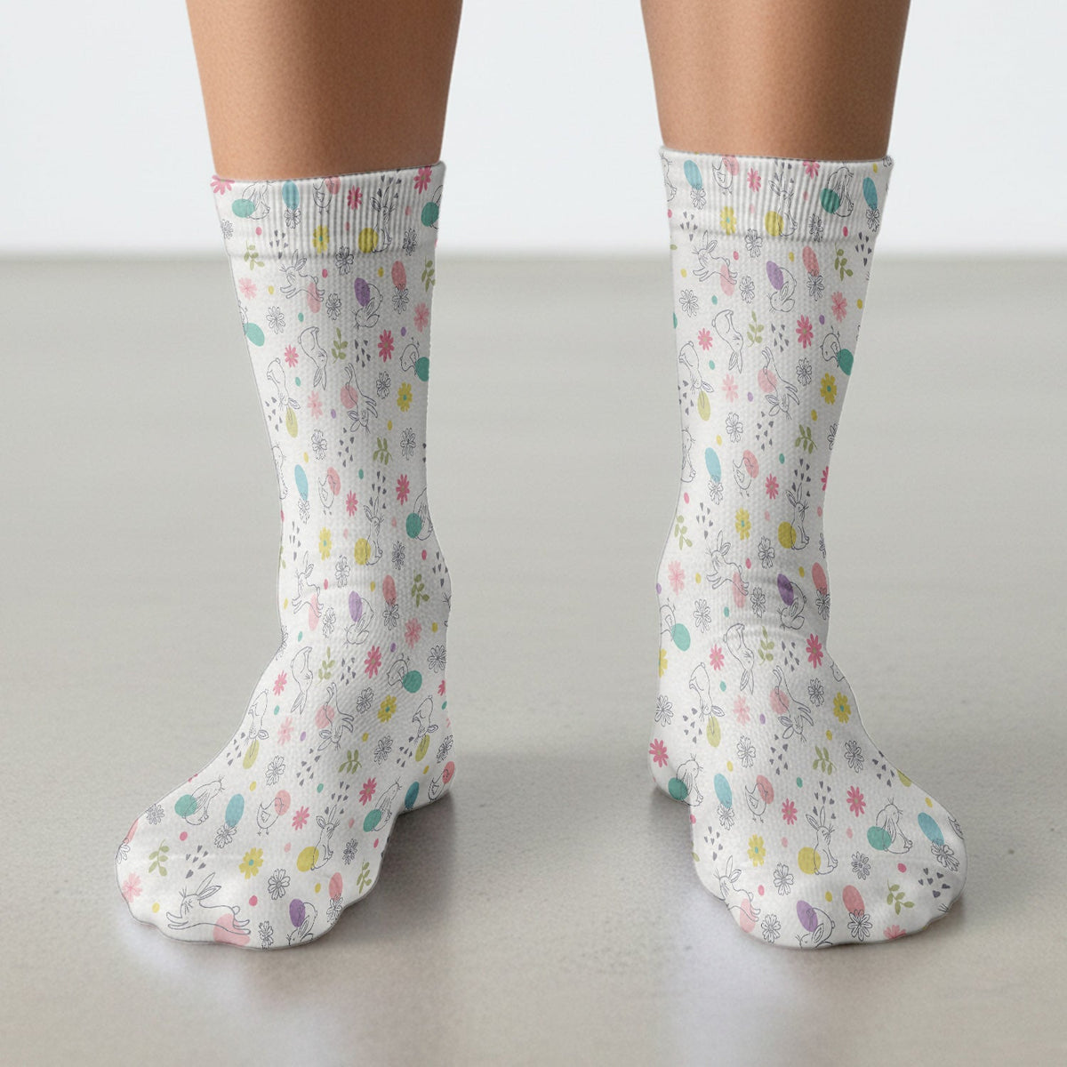 Whimsical Easter Bunny Eggs Nurse Socks