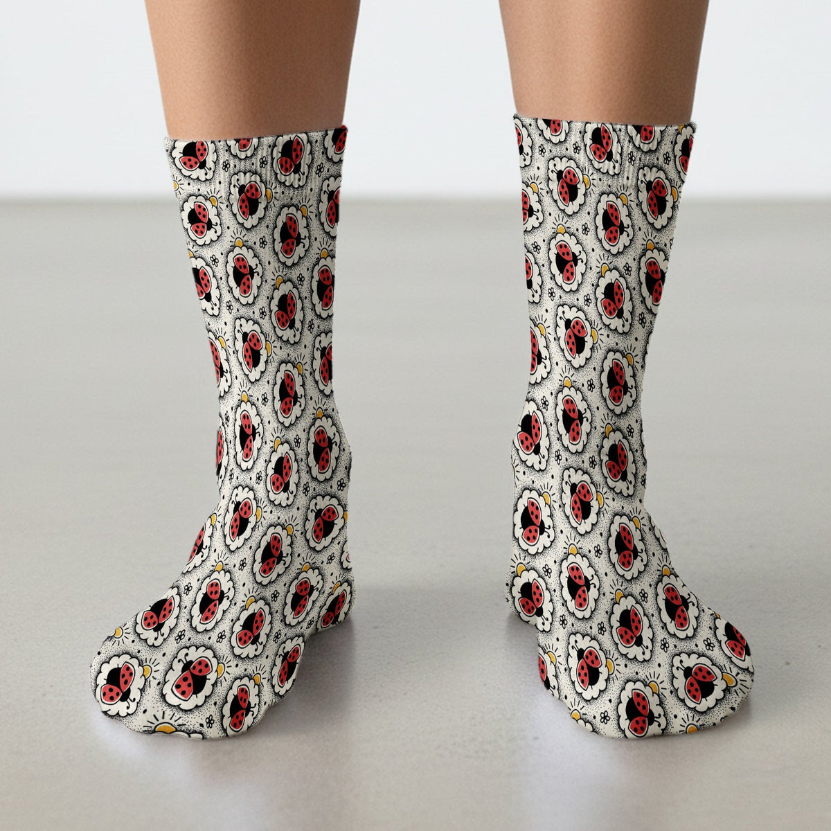 Ladybug Floral Frame Nurse Socks