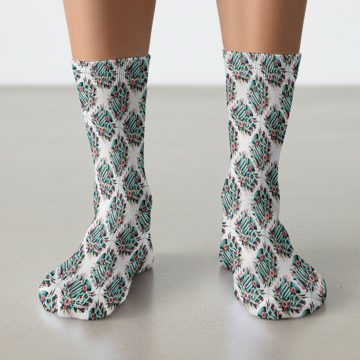 Typography Floral Nurse Socks