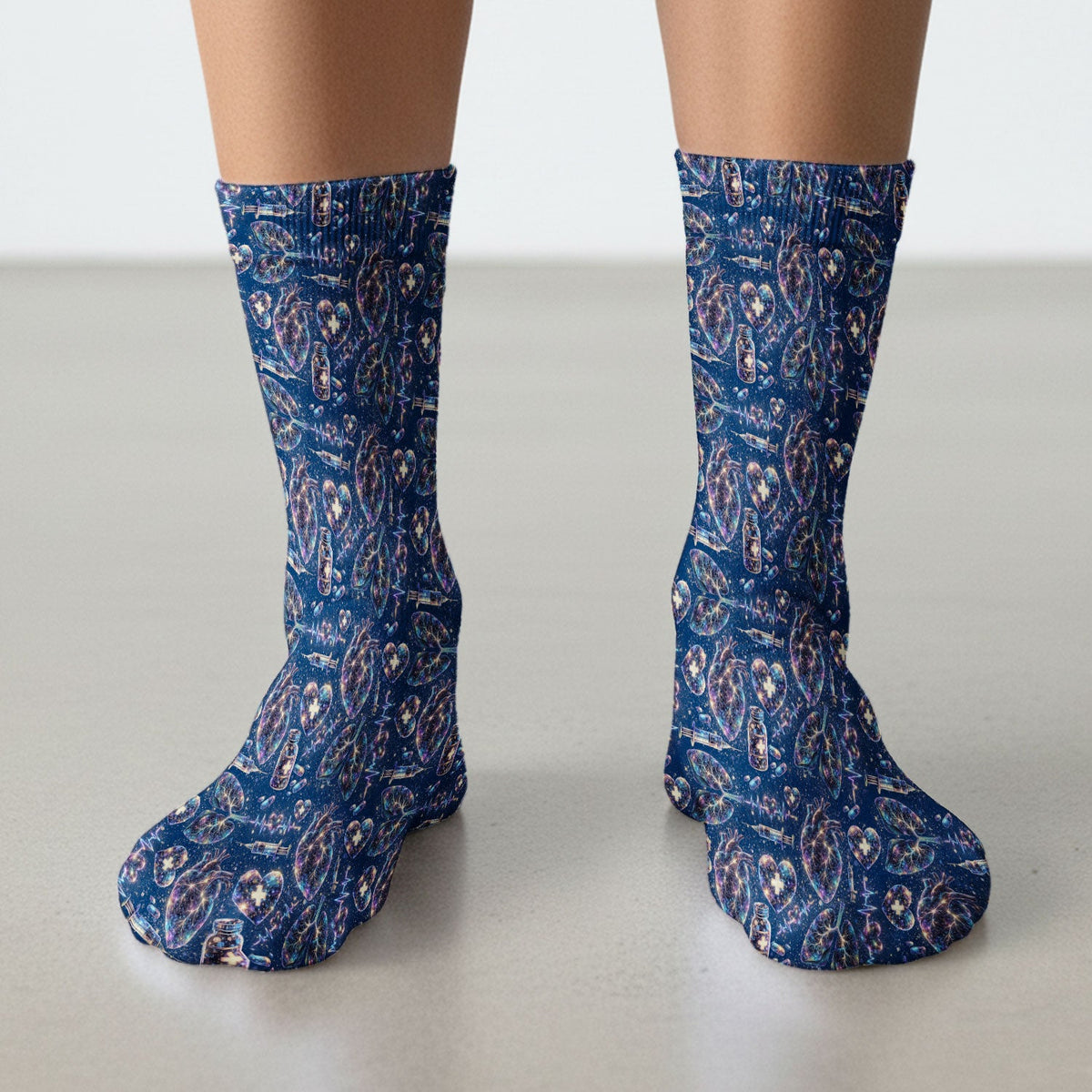 Galaxy Anatomical Heart Lung Syringe Nurse Socks