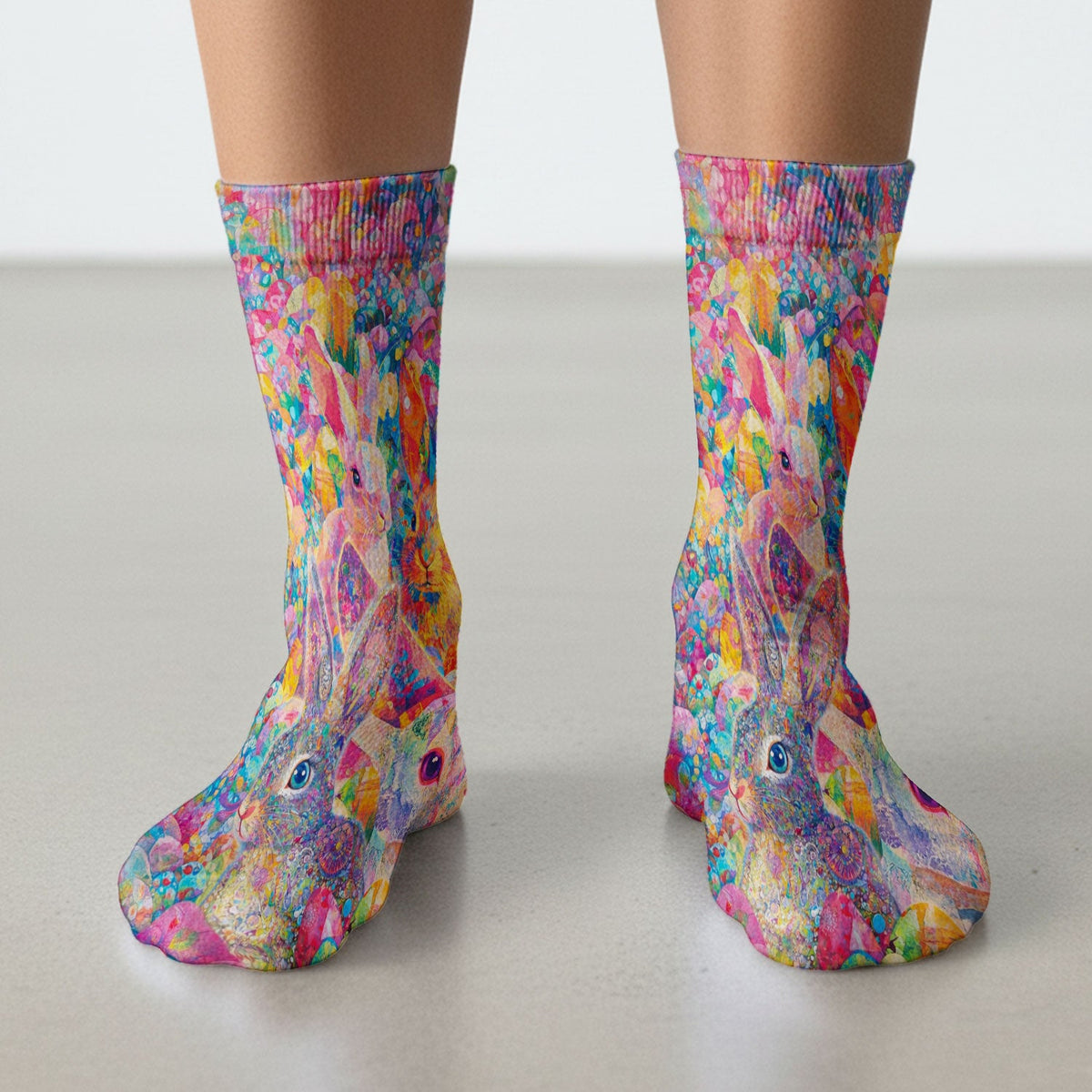 Colorful Artistic Bunny Nurse Socks