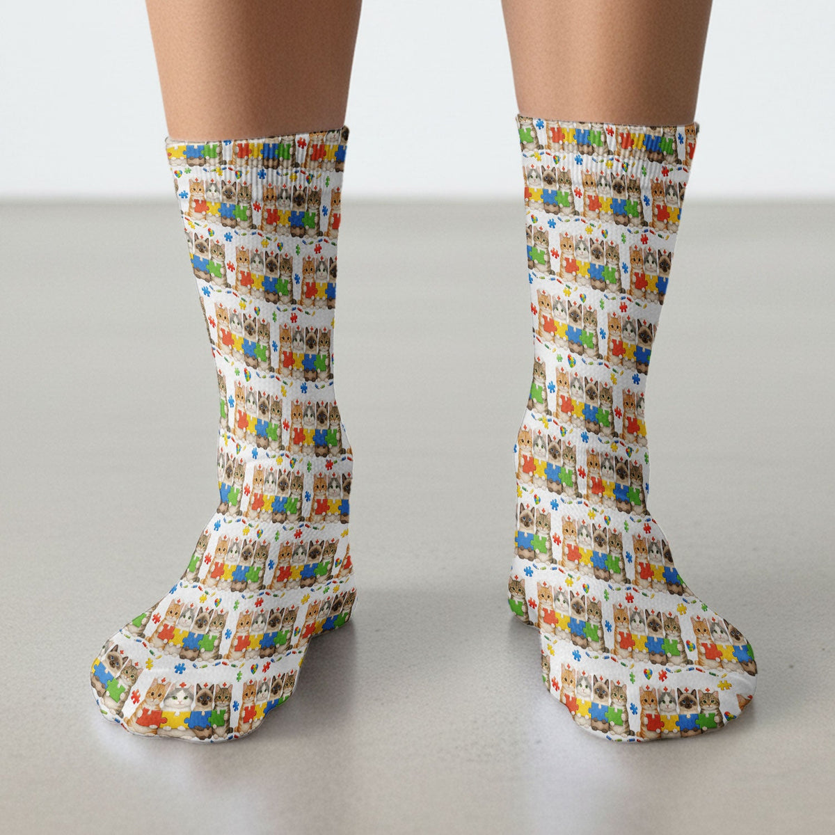 Autism Awareness Cat Nurse Socks