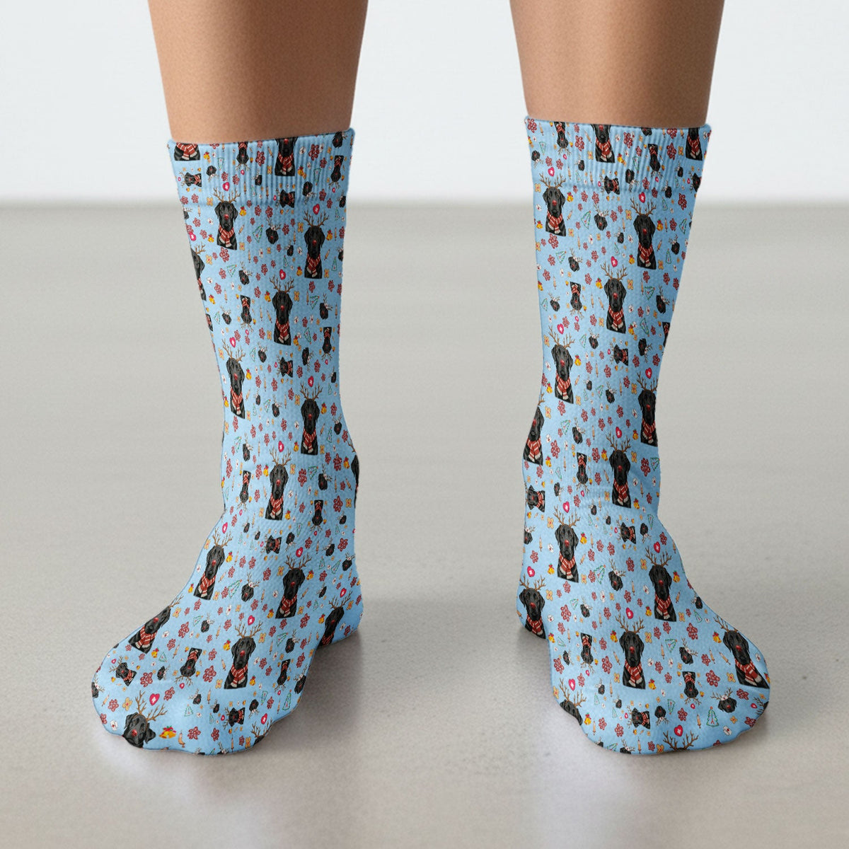 Black Lab Reindeer Christmas Nurse Socks - Gift For Dog Lover
