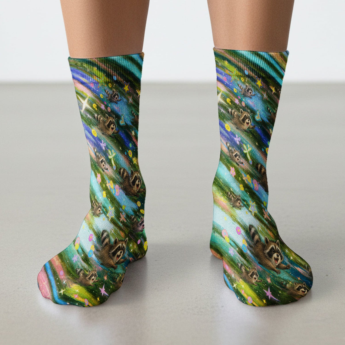 Raccoon Rainbow Dash Nurse Socks