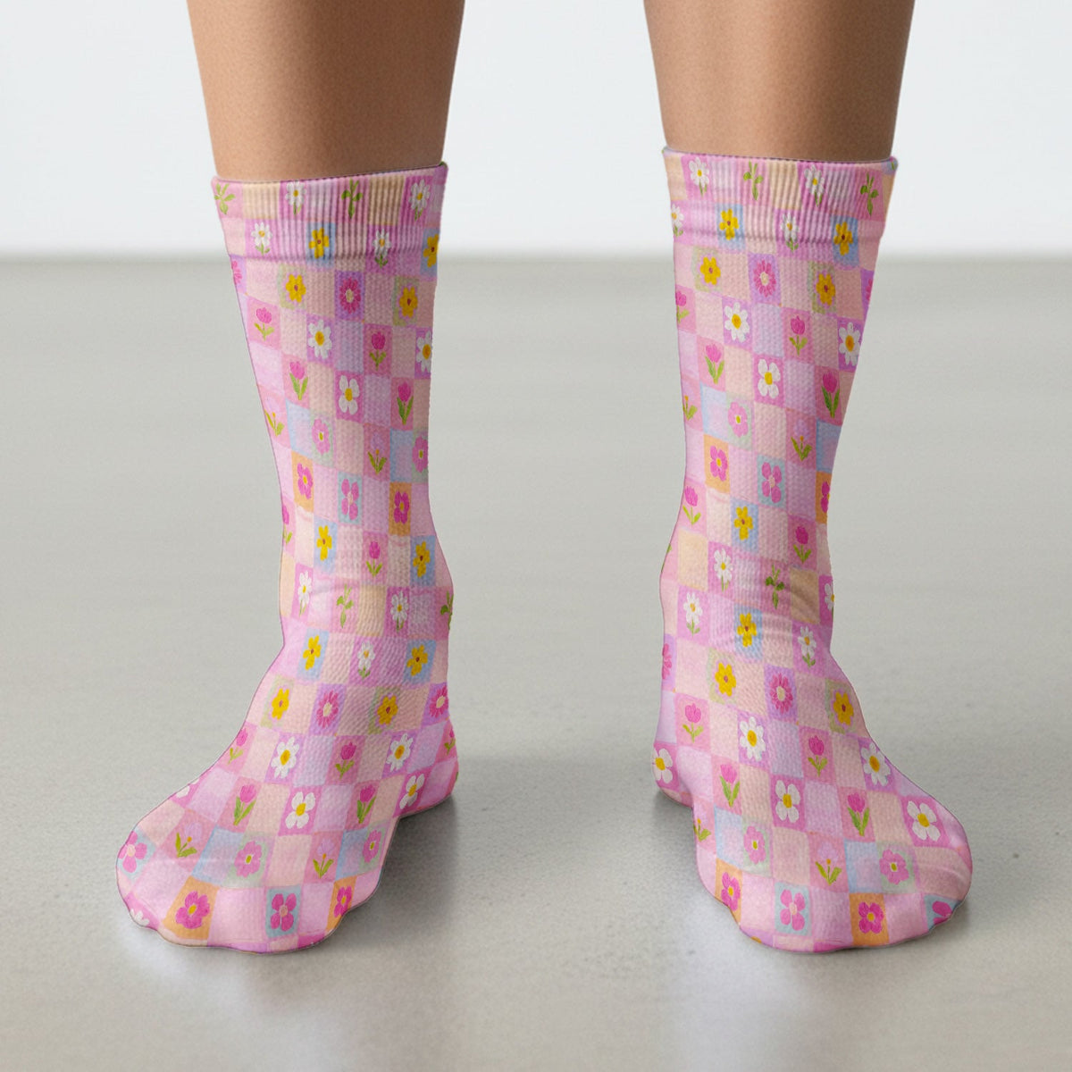 Colorful Mixed Flowers Nurse Socks